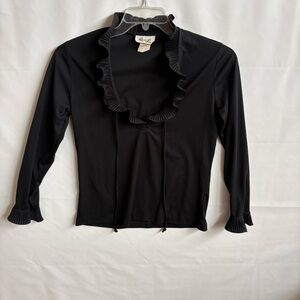 Rhonda Lee Elegant Black Ruffled Women's Blouse Size 10. INV25/367